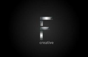 f ícone de design de logotipo de metal prata alfabeto letra para empresa e negócios vetor