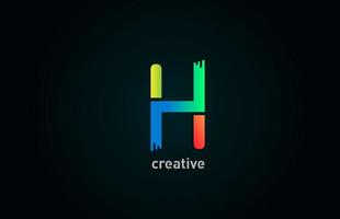 h ícone colorido de design de logotipo de letra do alfabeto em azul verde laranja para empresa e negócios vetor