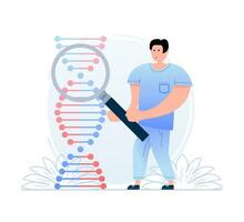 dna ampliação vidro. genético análise. genético pesquisar. vetor estoque ilustração.