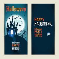 banners verticais de halloween em fundo azul e azul escuro. vetor