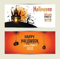 banners verticais de halloween em fundo laranja e branco vetor