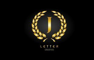 ícone do logotipo da letra do alfabeto ouro dourado j com design floral para negócios e empresa vetor