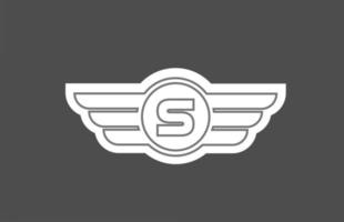 Ícone do logotipo da letra do alfabeto s para negócios e empresa com design de asa de linha vetor
