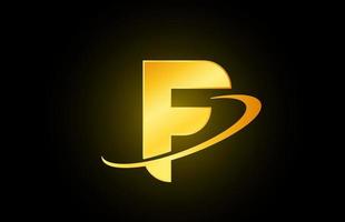 Ícone do logotipo da letra do alfabeto f para negócios e empresas com design dourado vetor
