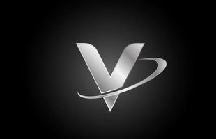 v ícone de logotipo de letra do alfabeto de metal para empresa com design swoosh vetor