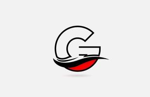 g ícone de logotipo de letra do alfabeto preto vermelho para empresa com design de linha vetor