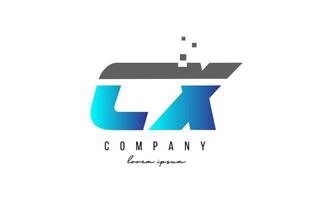 combinação do logotipo da letra do alfabeto cx cx nas cores azul e cinza. design de ícone criativo para empresa e negócios vetor