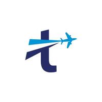 carta t, viagem agência o negócio logotipo. transporte, logística Entrega logotipo Projeto vetor