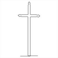 contínuo solteiro linha arte símbolo do religião vetor ilustração Cruz símbolo do cristandade