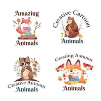 design de logotipo com conceito de animal outono, estilo aquarela vetor