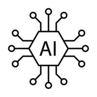 símbolo de ícone de vetor de chip de processador ai de inteligência artificial para design gráfico, logotipo, site, mídia social, aplicativo móvel, ilustração de interface do usuário
