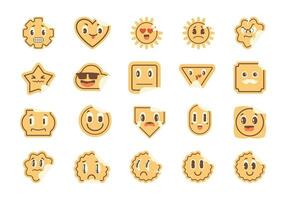 anos 90 retro emoticon adesivo conjunto vetor