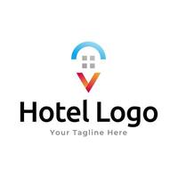 hotel logotipo. hotel ponto logotipo vetor. PIN ícone com hotel símbolo combinação isolado em branco fundo. vetor