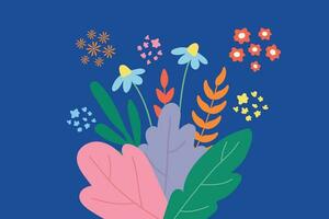 ramalhete do abstrato flores em uma azul fundo. fundo com criativo flores vetor