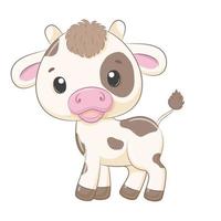 ilustração dos desenhos animados de vaca bebê fofo. vetor