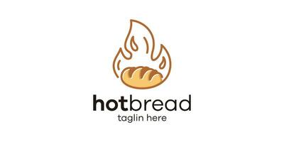 logotipo Projeto combinando a forma do fogo com pão, minimalista linha logotipo Projeto. vetor