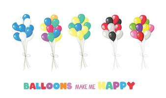 balões vetor ilustração conjunto dentro desenho animado estilo. colorida grupo do balões. vôo balão grampo arte. decoração Itens para Festa. plano vetor isolado em branco fundo.