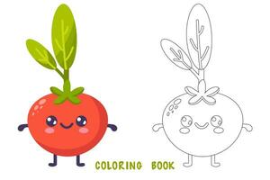 coloração livro do engraçado tomate vetor