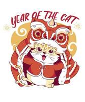 gato dentro Dragão traje camiseta, vietnamita Novo ano 2024 camiseta vetor