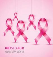 ilustração do conceito de consciência de câncer de mama símbolo de fita rosa. vetor