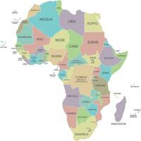 político África mapa vetor ilustração isolado em branco fundo com país nomes dentro espanhol. editável e claramente etiquetado camadas.