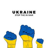 homem mulher e criança punho dentro ucraniano bandeira cores. Pare a guerra dentro Ucrânia. não guerra bandeira ou modelo. vetor ilustração