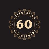Celebração de 60 anos, cartão de felicitações para o aniversário de 60 anos vetor