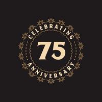 Celebração de 75 anos, cartão de felicitações pelo aniversário de 75 anos vetor