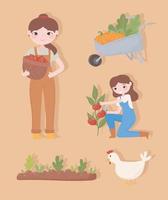 conjunto de desenhos animados de agricultores vetor