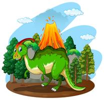 Dinossauro verde na floresta vetor