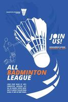 badminton poster campeonato, esporte evento vetor