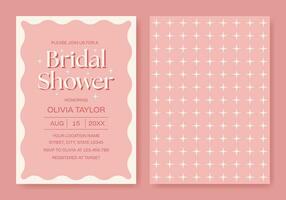 Rosa ondulado minimalista nupcial chuveiro convite. elegante retro festa convite modelo. vetor ilustração