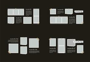 fotos ou colagem de molduras de fotos. layout de grade de página de quadrinhos molduras abstratas e modelo de parede de fotos digitais vetor
