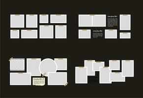 fotos ou colagem de molduras de fotos. layout de grade de página de quadrinhos molduras abstratas e modelo de parede de fotos digitais vetor