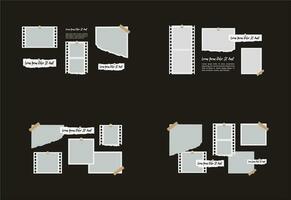 fotos ou colagem de molduras de fotos. layout de grade de página de quadrinhos molduras abstratas e modelo de parede de fotos digitais vetor