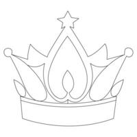 solteiro linha contínuo desenhando do rei coroa esboço vetor ilustração
