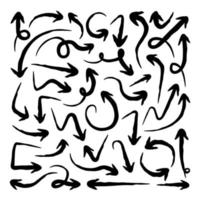 seta definida no estilo desenhado à mão. esboço do ícone de setas do doodle. elemento gráfico vetorial seta em várias direções vetor