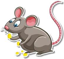 um modelo de adesivo de personagem de desenho animado de rato vetor
