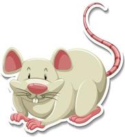 adesivo de personagem de desenho animado de rato branco vetor