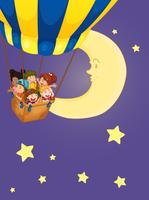 Crianças, montando, ligado, balloon, à noite vetor