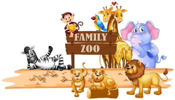 Animais selvagens que vivem no zoológico vetor