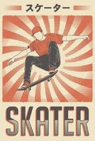 poster retro skatista skate skate vetor