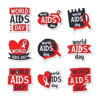 pacote de adesivos do dia mundial da aids vetor