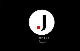 Projeto do ícone do logotipo do alfabeto da letra j com um círculo branco para negócios e empresa vetor