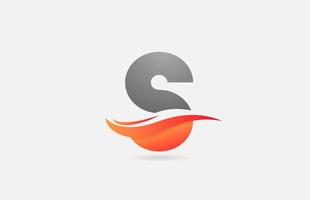 ícone do logotipo da letra do alfabeto cinza laranja s para negócios e empresas com design swoosh vetor