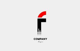 Projeto do ícone do logotipo de letra do alfabeto vermelho preto f para negócios e empresa vetor