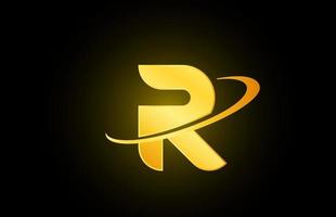 Ícone do logotipo da letra do alfabeto r para negócios e empresa com design dourado vetor