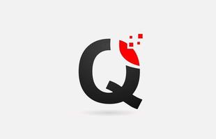 q ícone do logotipo da carta para negócios e empresa com design simples de pontos preto e branco vetor