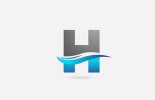 ícone do logotipo da letra do alfabeto h azul cinza para negócios e empresas com design swoosh vetor