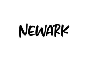 Newark city manuscrito tipografia palavra texto mão lettering. texto de caligrafia moderna. cor preta vetor